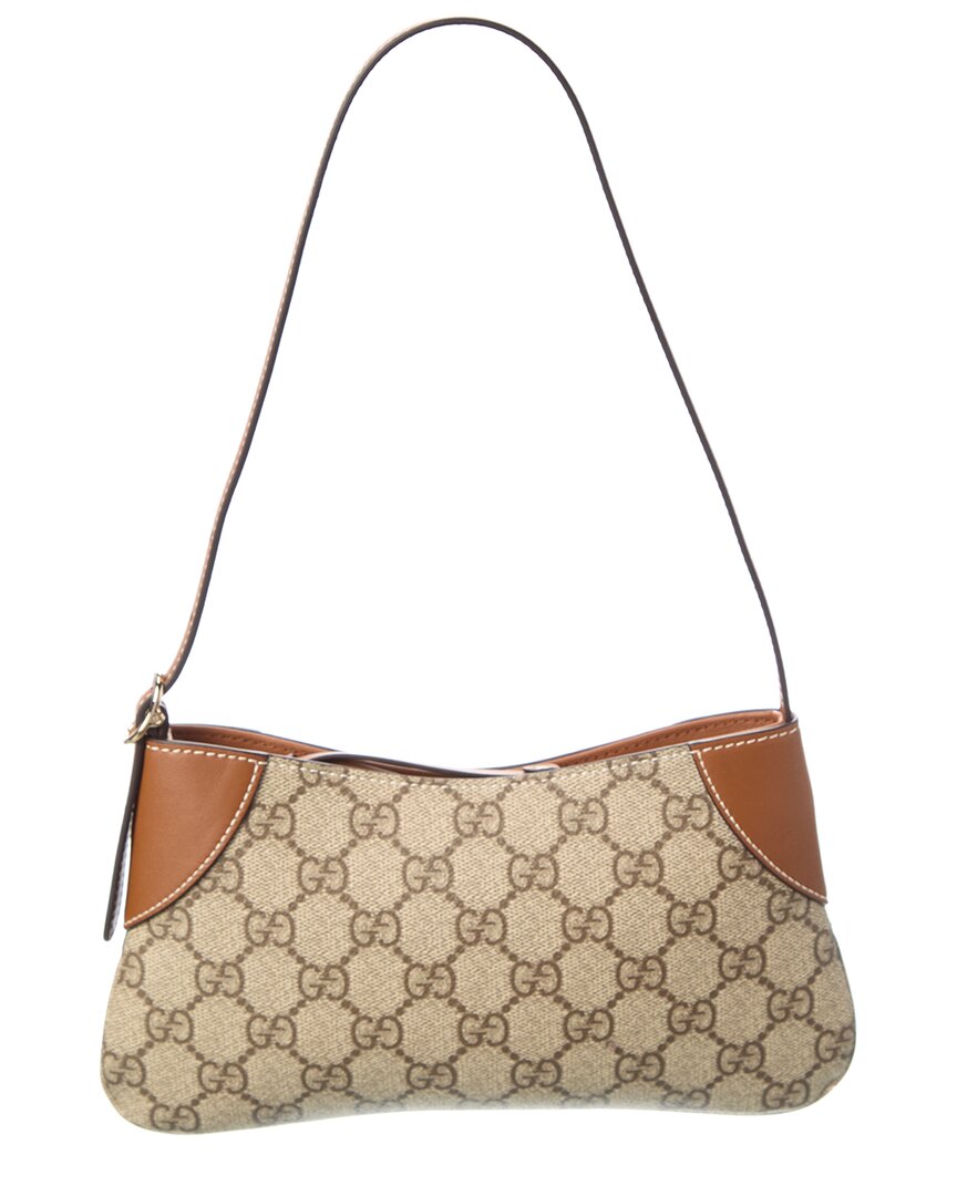 Gucci Gg Emblem Small Gg Supreme Canvas & Leather Shoulder Bag