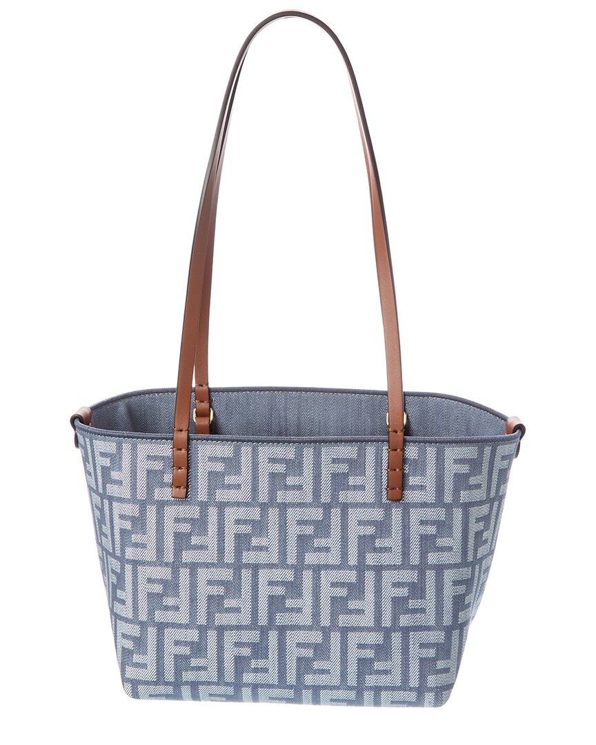 Fendi Roll Small Ff Denim & Leather Tote