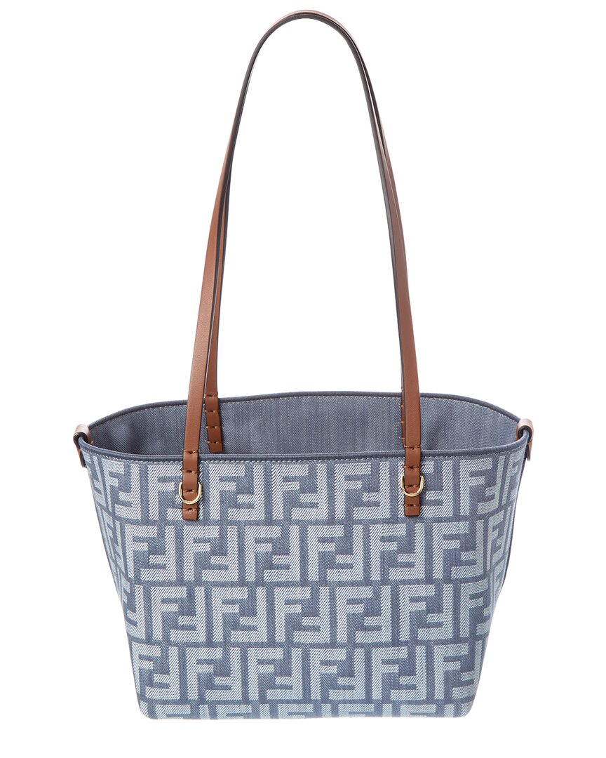 Fendi Roll Small Ff Denim & Leather Tote