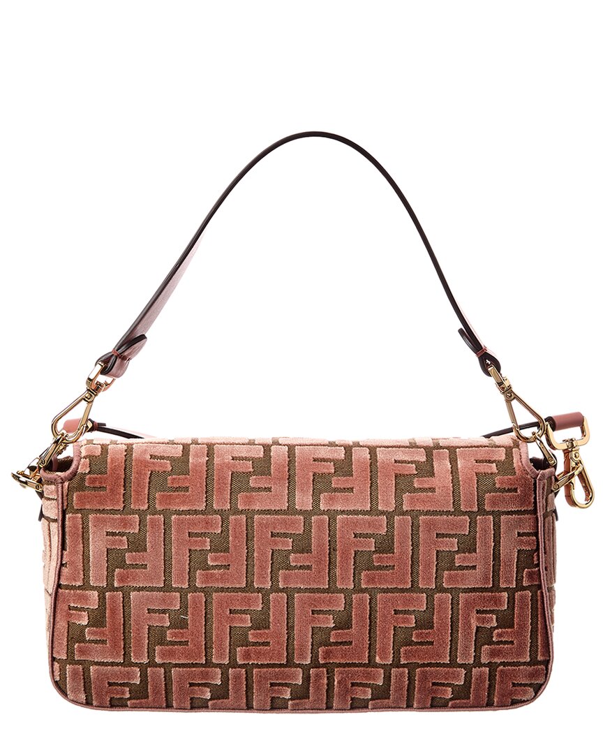 Fendi Baguette Ff Jacquard Velvet & Leather Shoulder Bag
