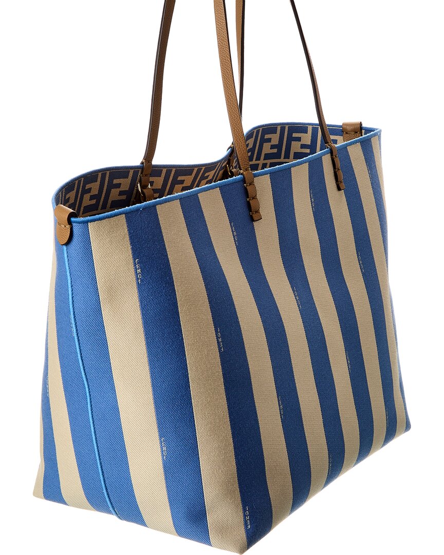 Fendi Roll Large Reversible Leather-Trim Tote