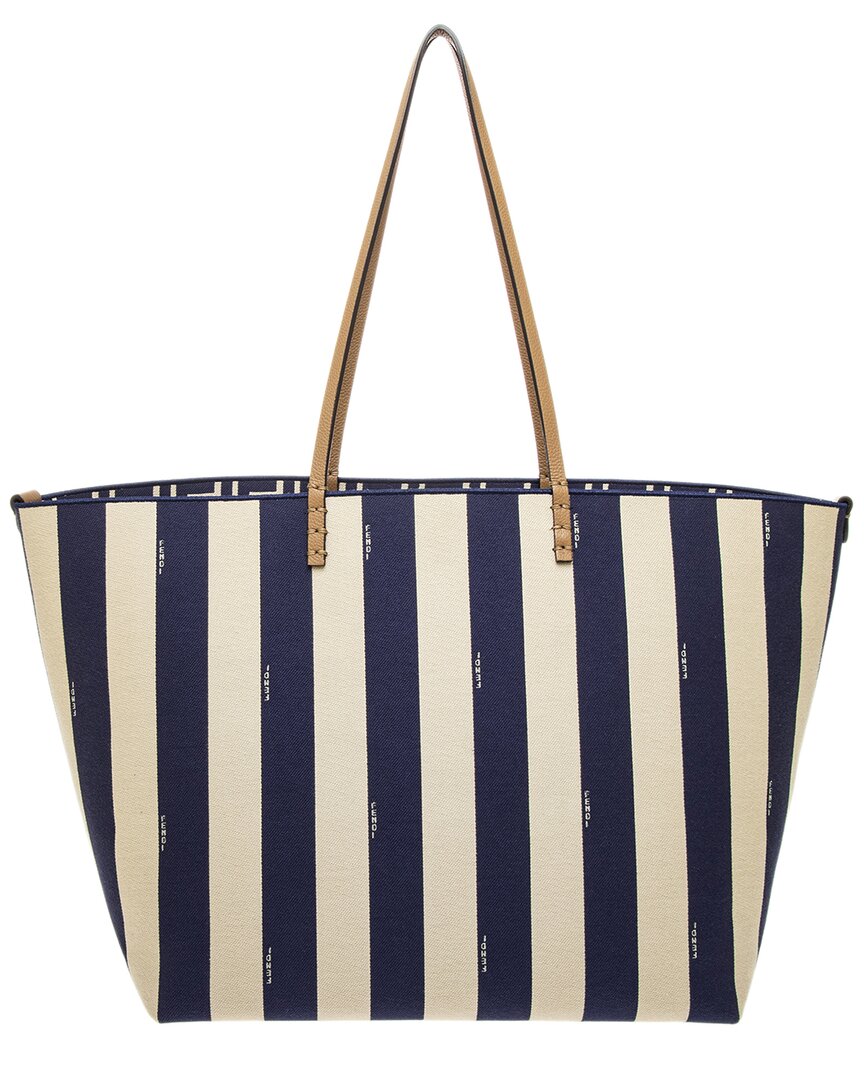 Fendi Roll Large Leather-Trim Tote