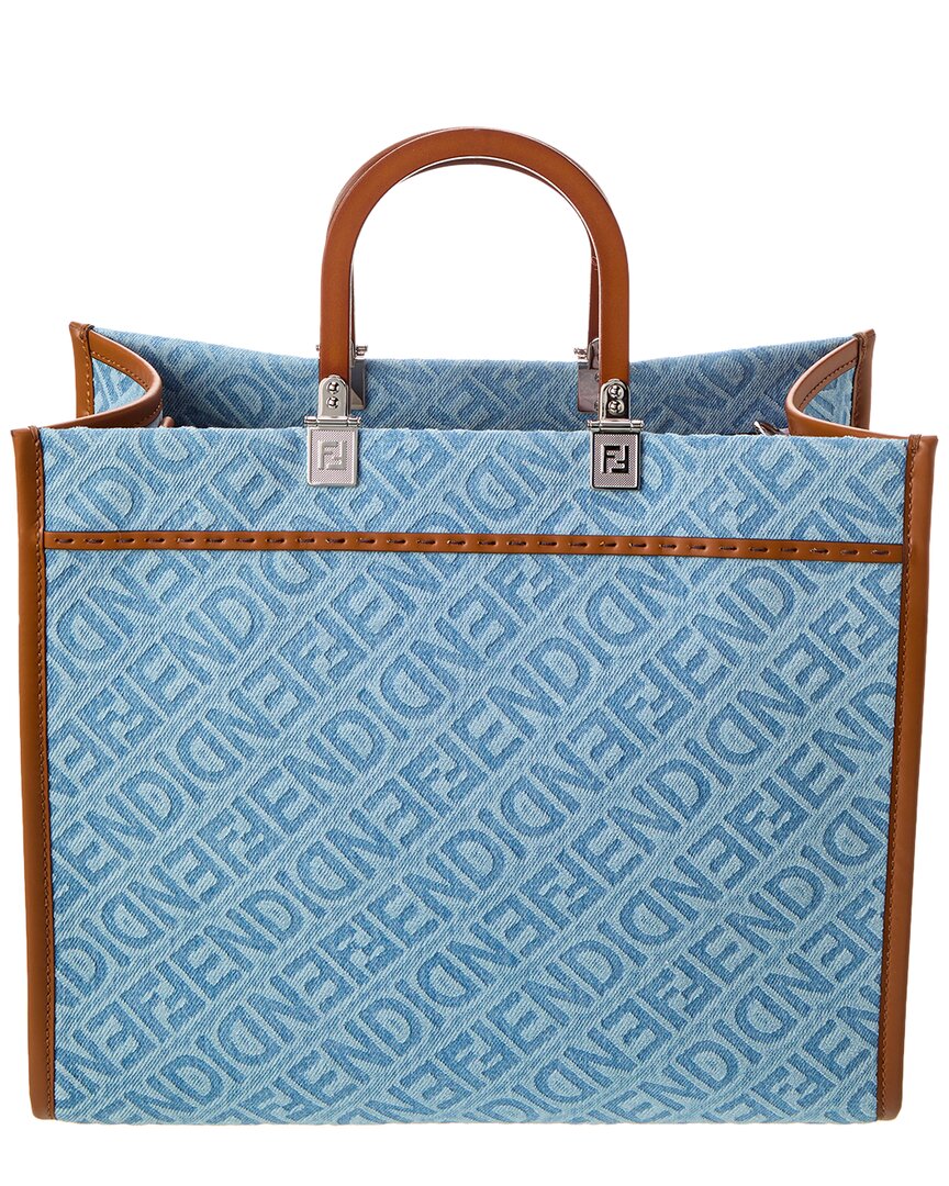 Fendi Sunshine Medium Denim & Leather Tote