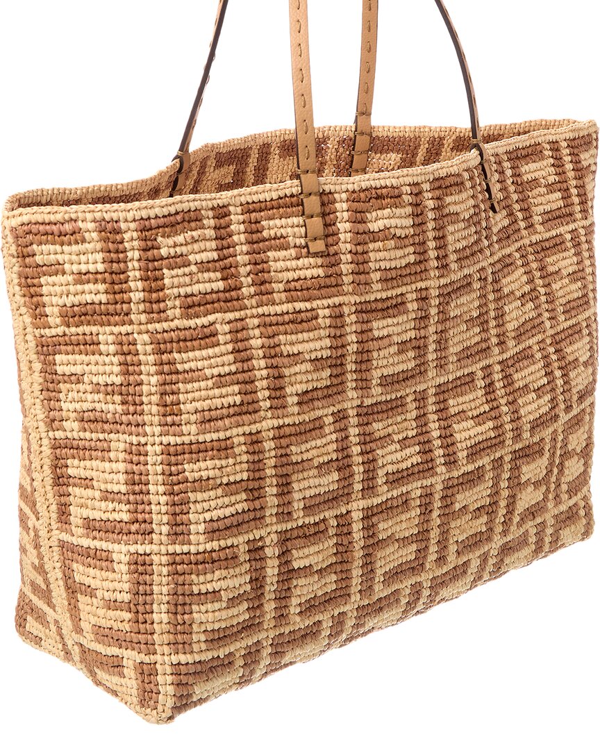 Fendi Roll Large Ff Raffia Tote