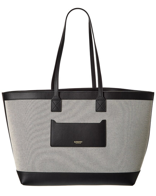 Burberry Logo Canvas & Leather Tote