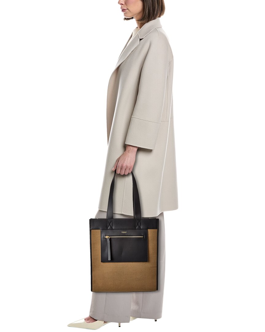 Burberry Logo Canvas & Leather Tote