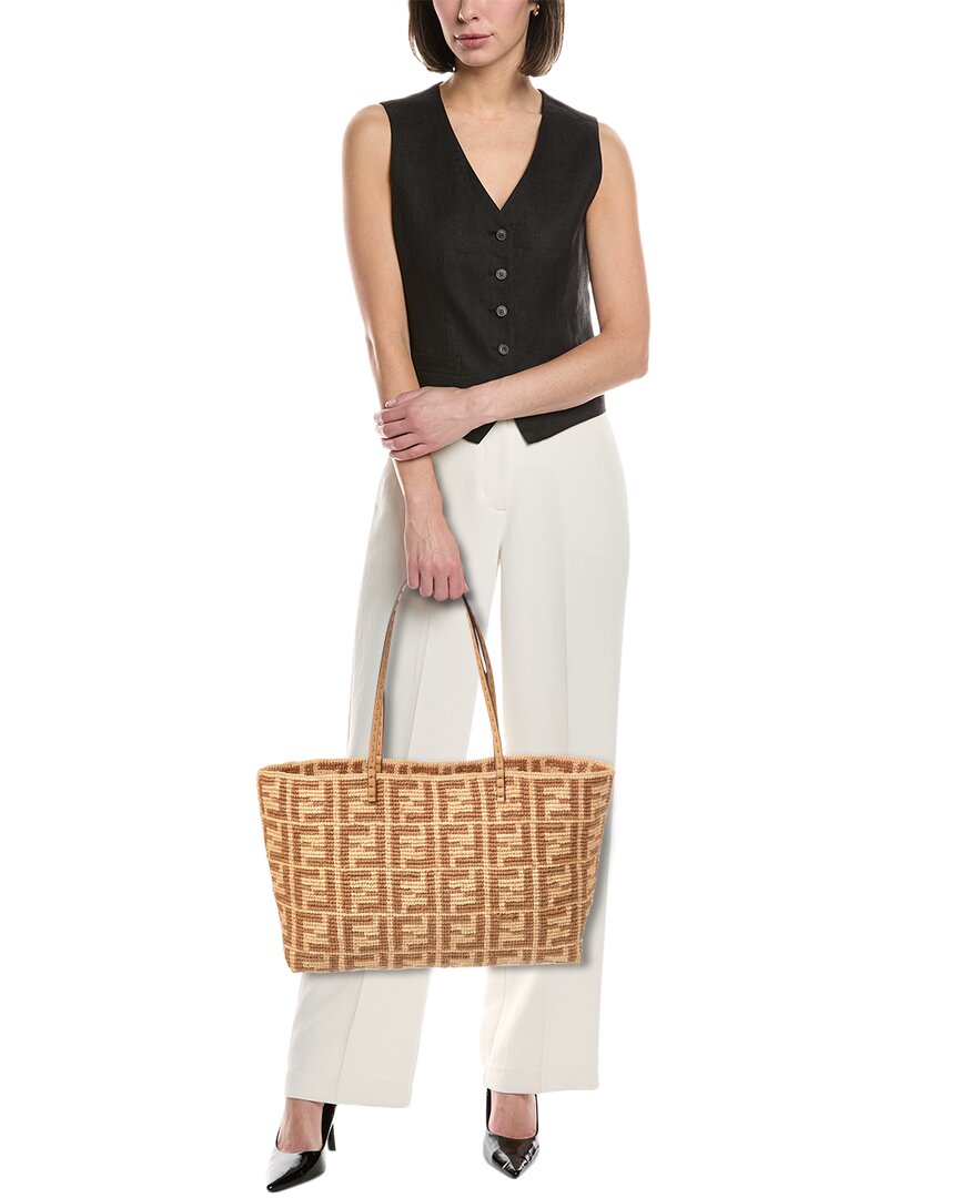 Fendi Roll Large Ff Raffia Tote