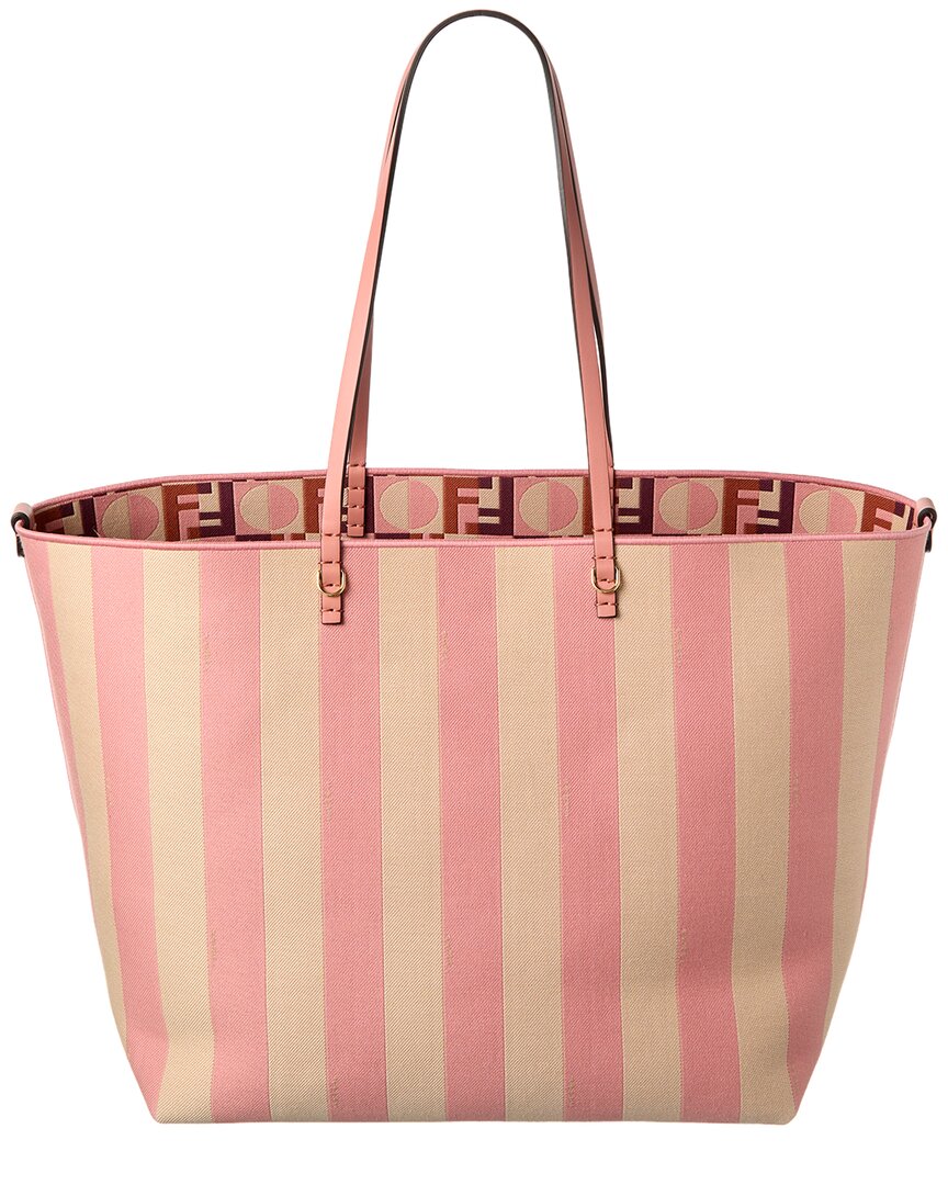 Fendi Roll Large Canvas & Leather Tote