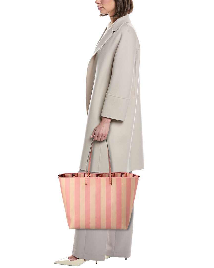 Fendi Roll Large Canvas & Leather Tote