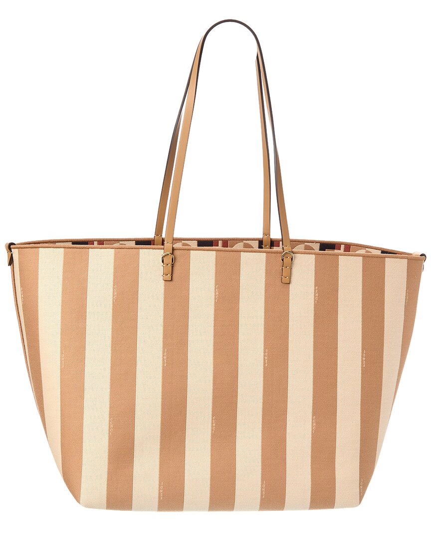 Fendi Roll Large Canvas & Leather Tote