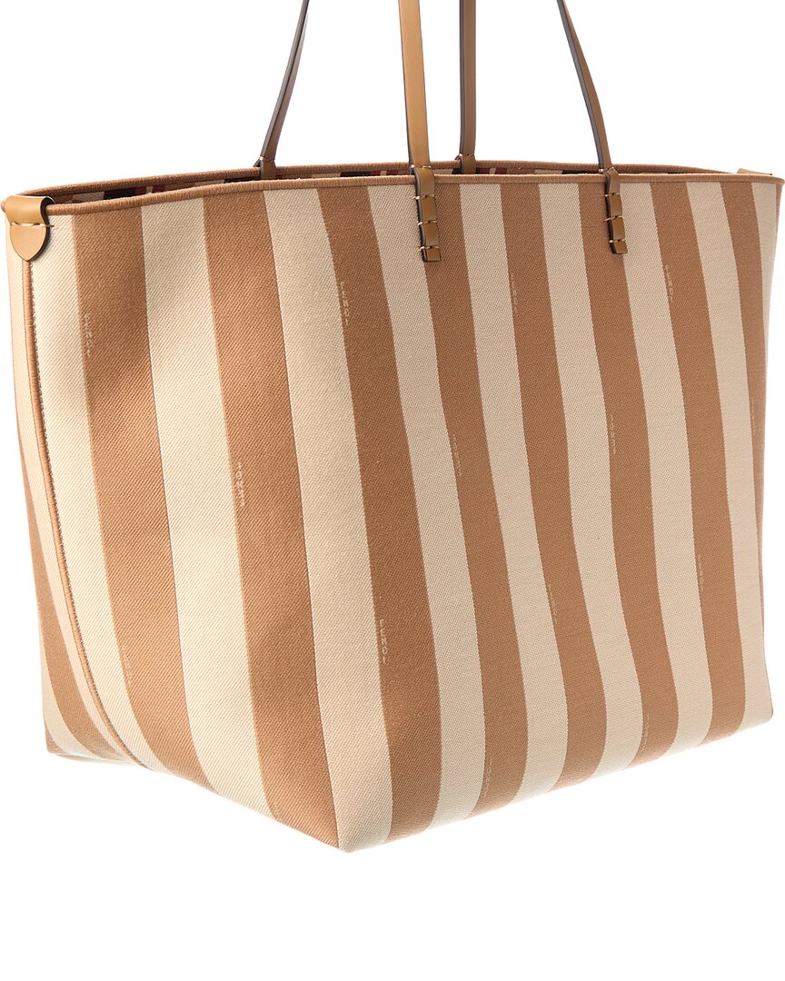 Fendi Roll Large Canvas & Leather Tote