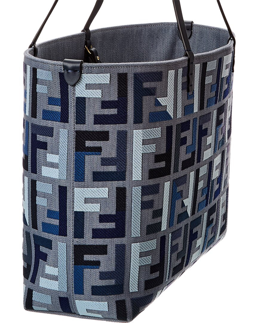 Fendi Roll Large Ff Canvas & Leather Tote