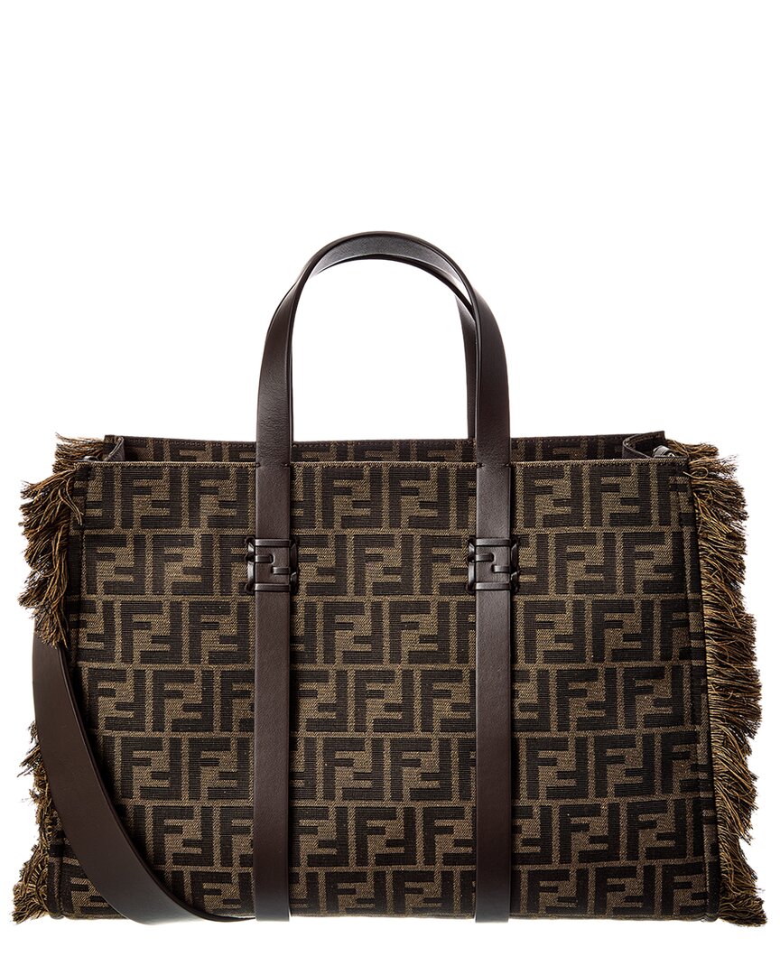 Fendi Summer Ff Jacquard & Leather Tote