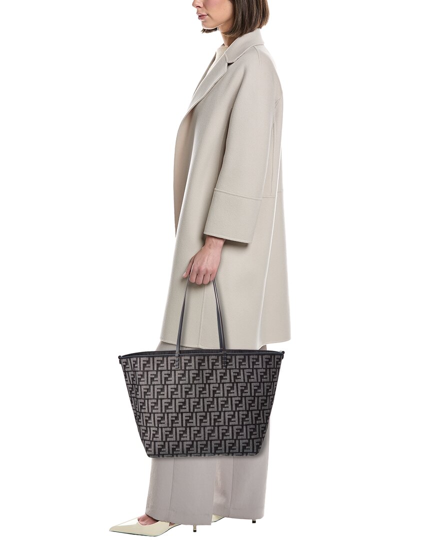 Fendi Roll Large Ff Denim & Leather Tote