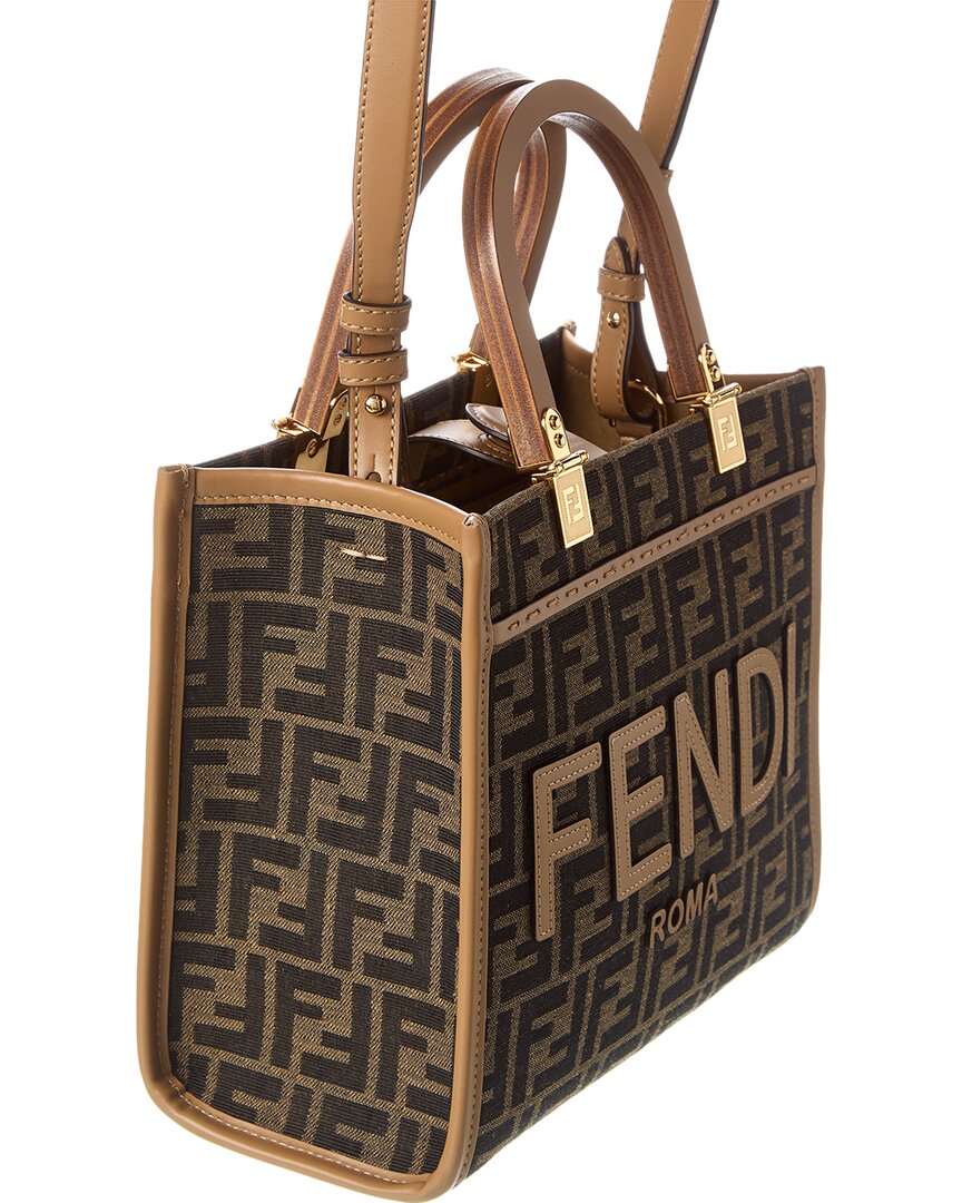 Fendi Sunshine Small Ff Jacquard & Leather Tote