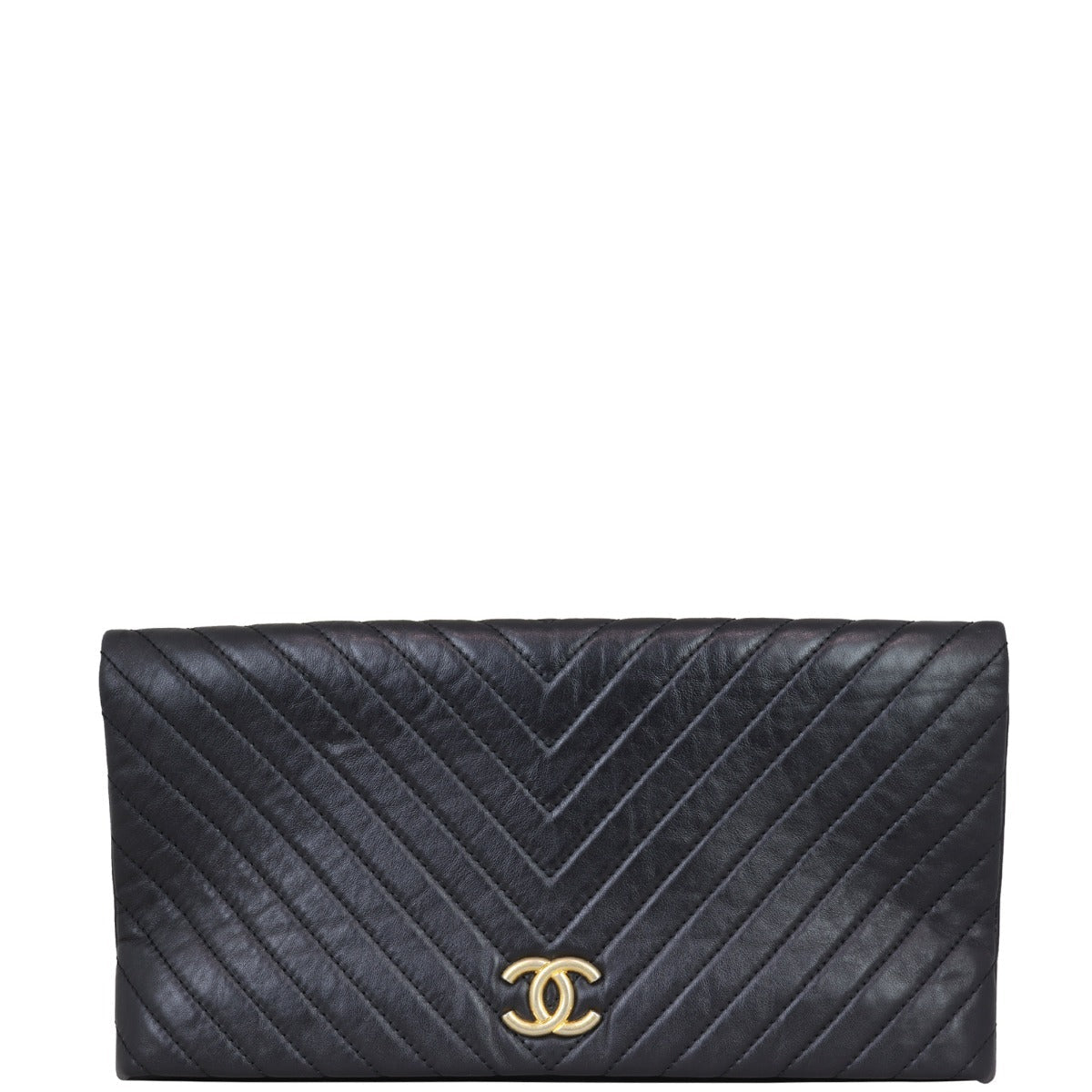 Chanel Chevron Fold Over Clutch