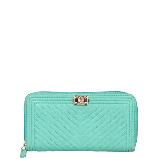 Chanel Boy Long Zip Around Wallet Chevron