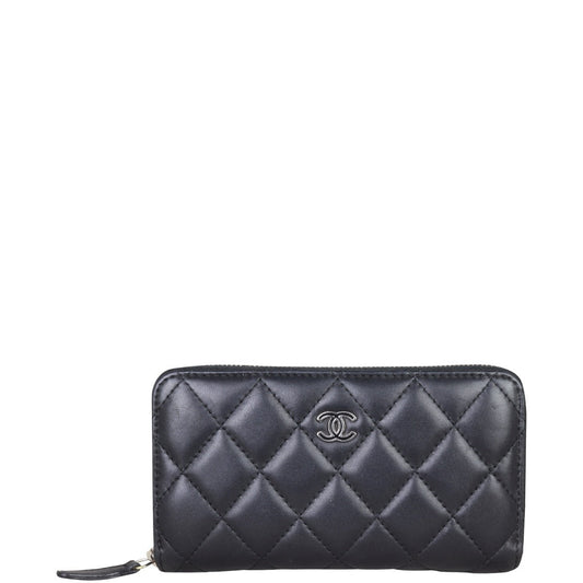 Chanel Small Zip Around Wallet | Black Lambskin