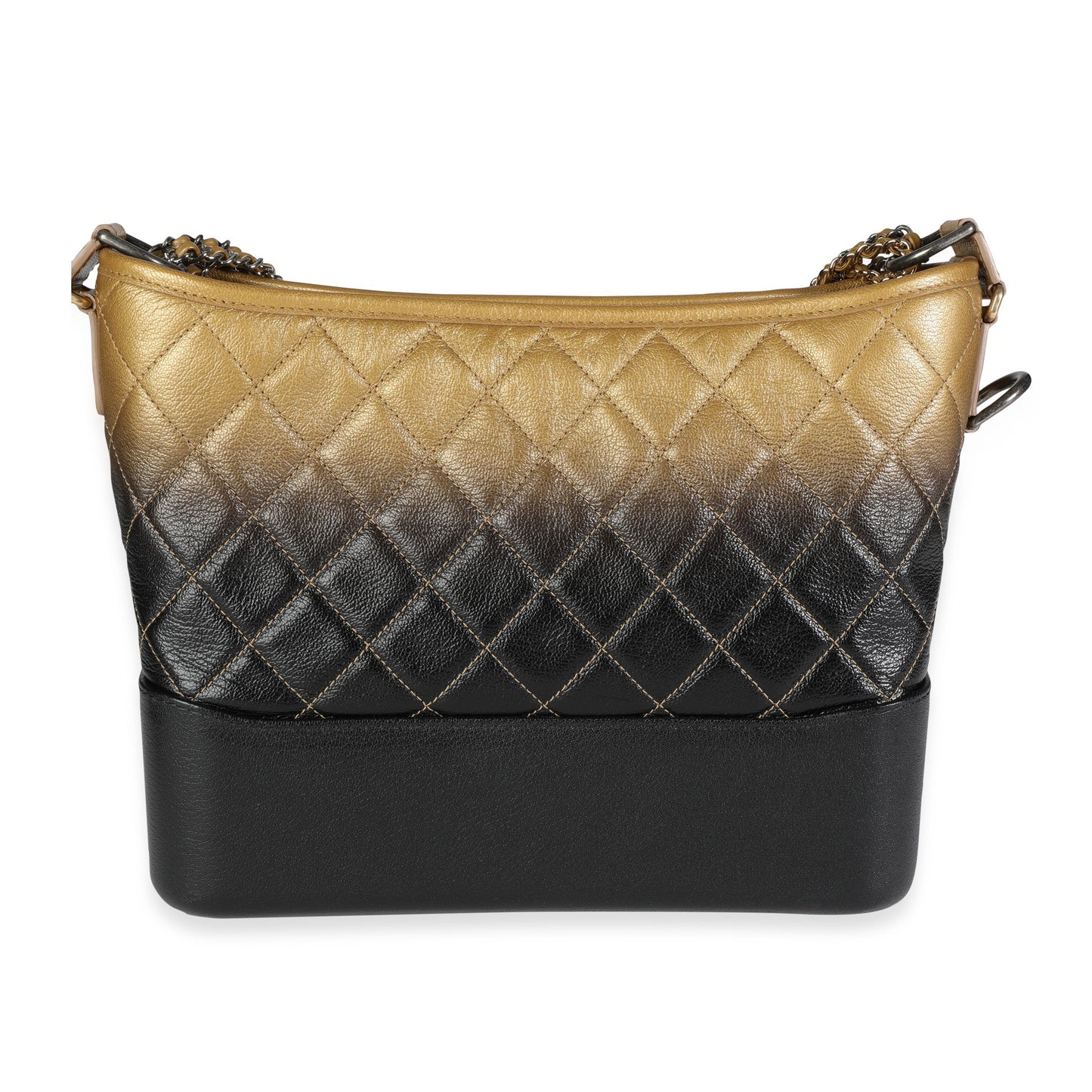 CHANEL Black Gold Ombre Quilted Goatskin Medium Gabrielle Hobo