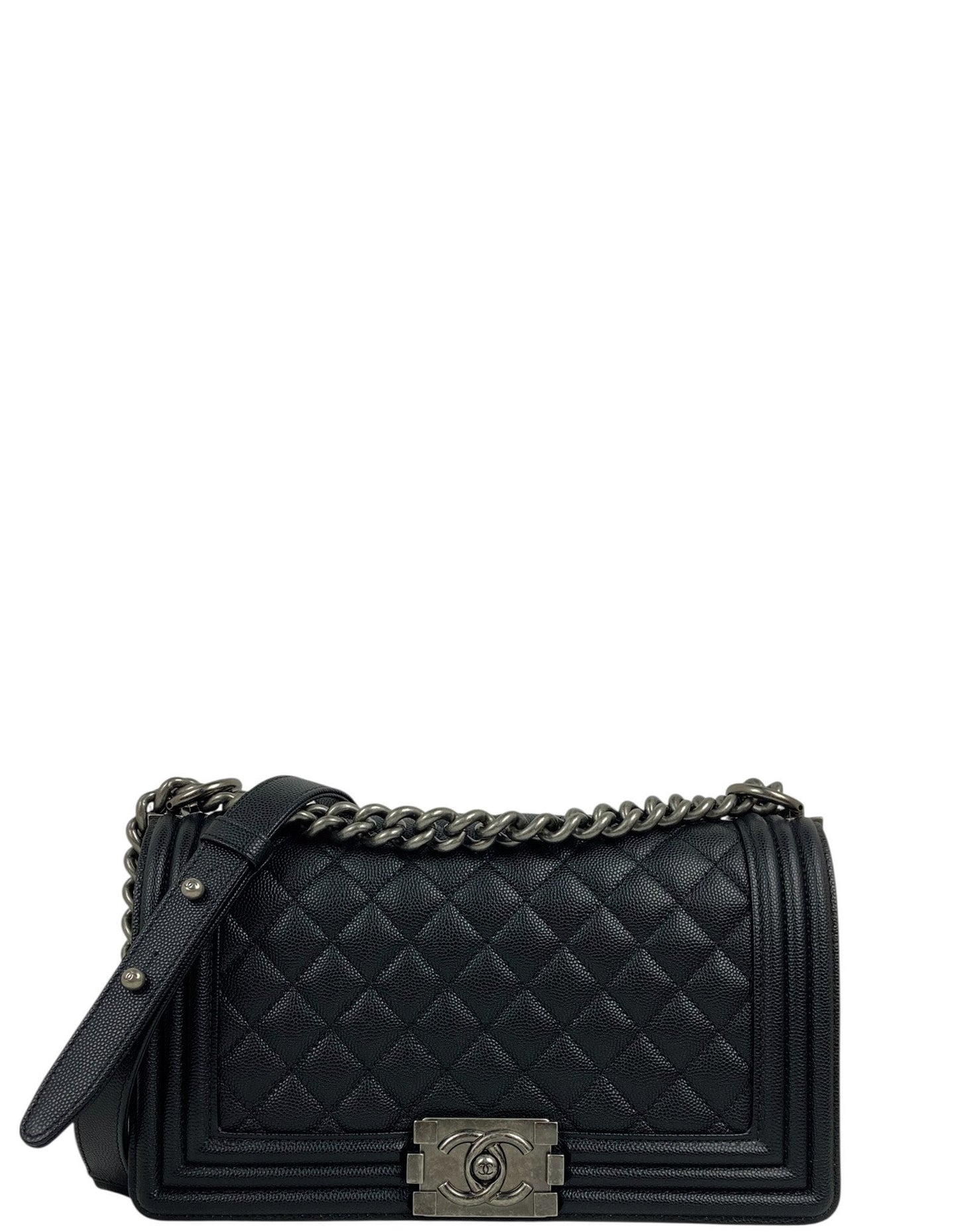 Chanel Black Caviar Medium Boy Bag