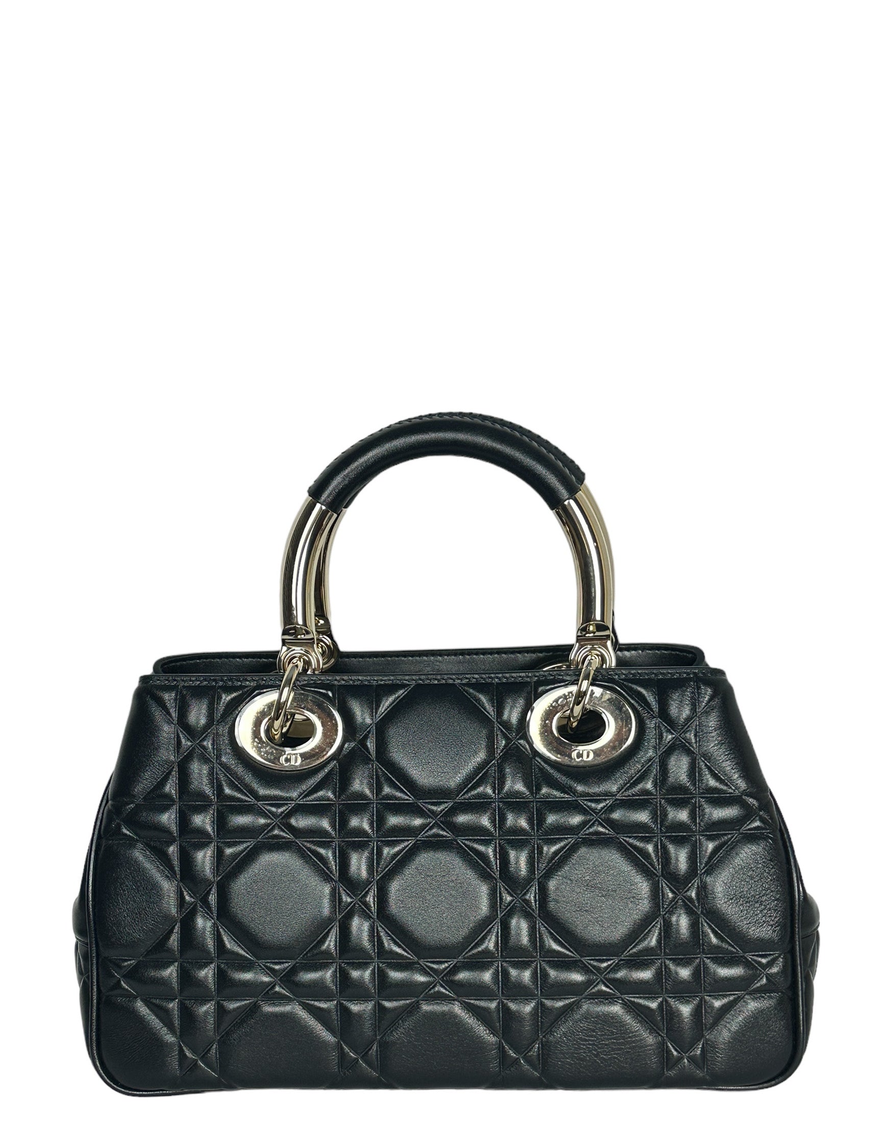 Christian Dior Black Leather Cannage Quilted The Lady 95.22 Bag