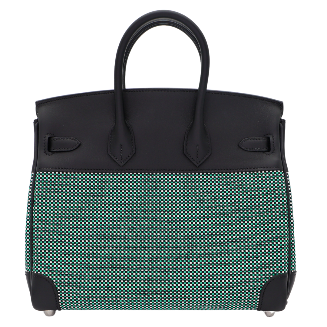 Hermes25cm Birkin Quadrille Menthe Toile/ Swift Leather Palladium Hardware