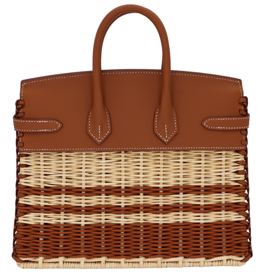 Hermes25cm Birkin Picnic Striped Gold Swift Palladium Hardware