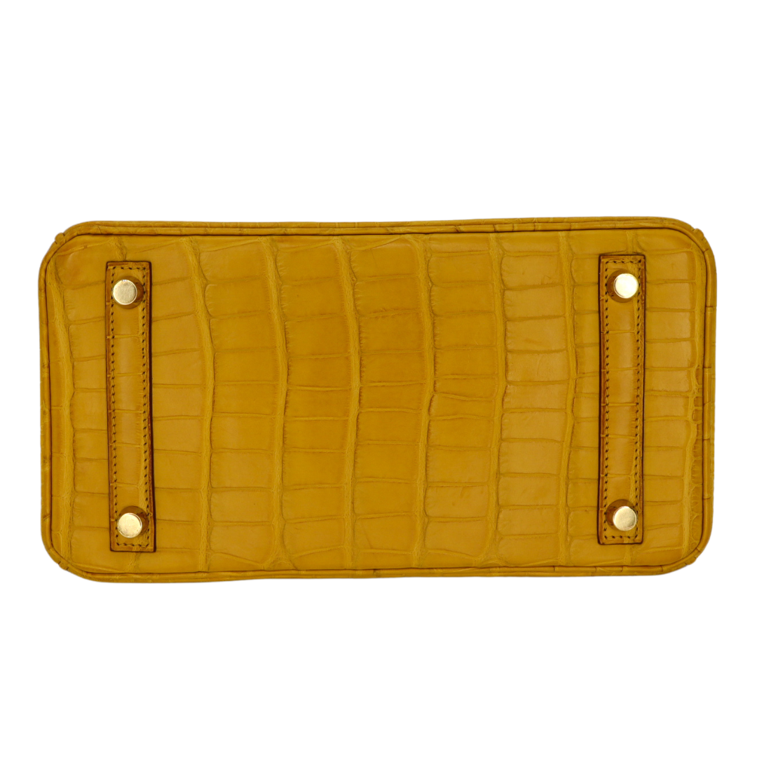 Hermes25cm Birkin Ambre Matte Alligator Gold Hardware