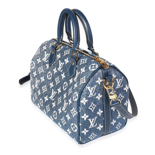 Louis Vuitton Blue Denim Jacquard Speedy BandouliÃ¨re 25