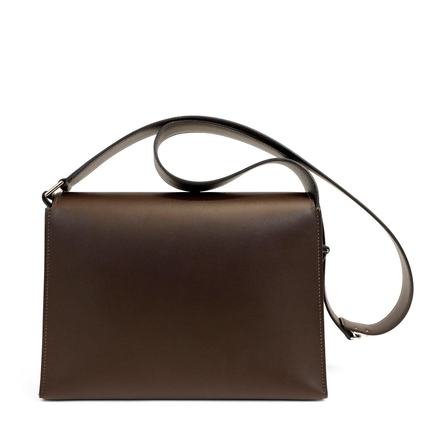 Luxury Hermes Espresso Evergrain Crossbody w/ Strap & Palladium Hardware