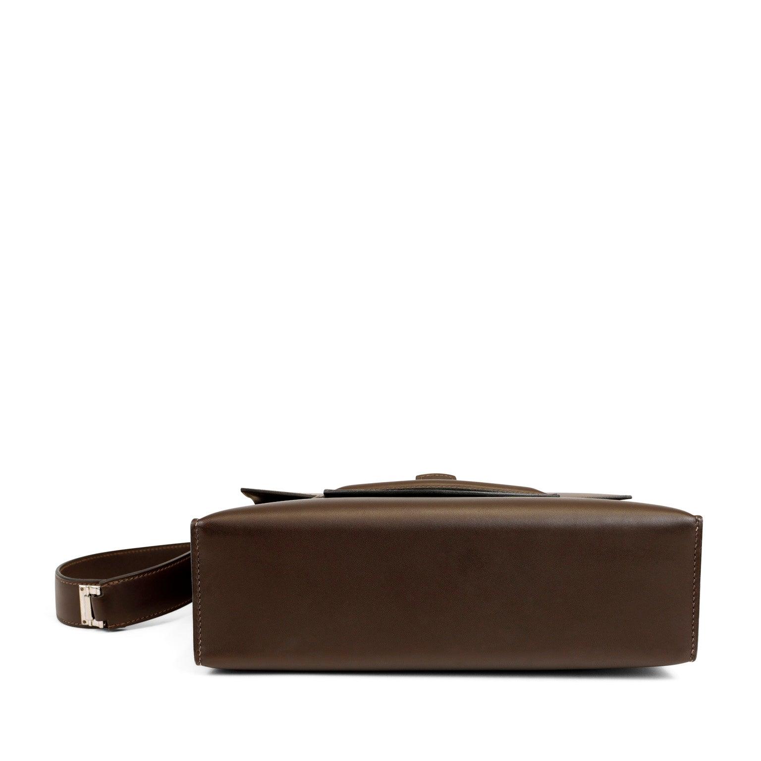 Luxury Hermes Espresso Evergrain Crossbody w/ Strap & Palladium Hardware