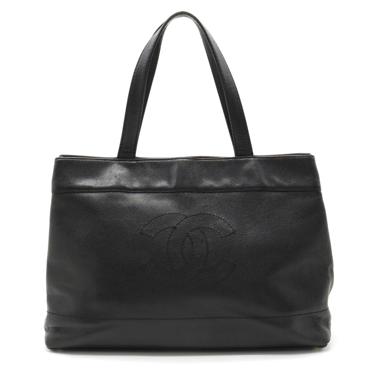 Chanel Caviar Skin Coco Mark 2way Tote Bag Black Classic Flap