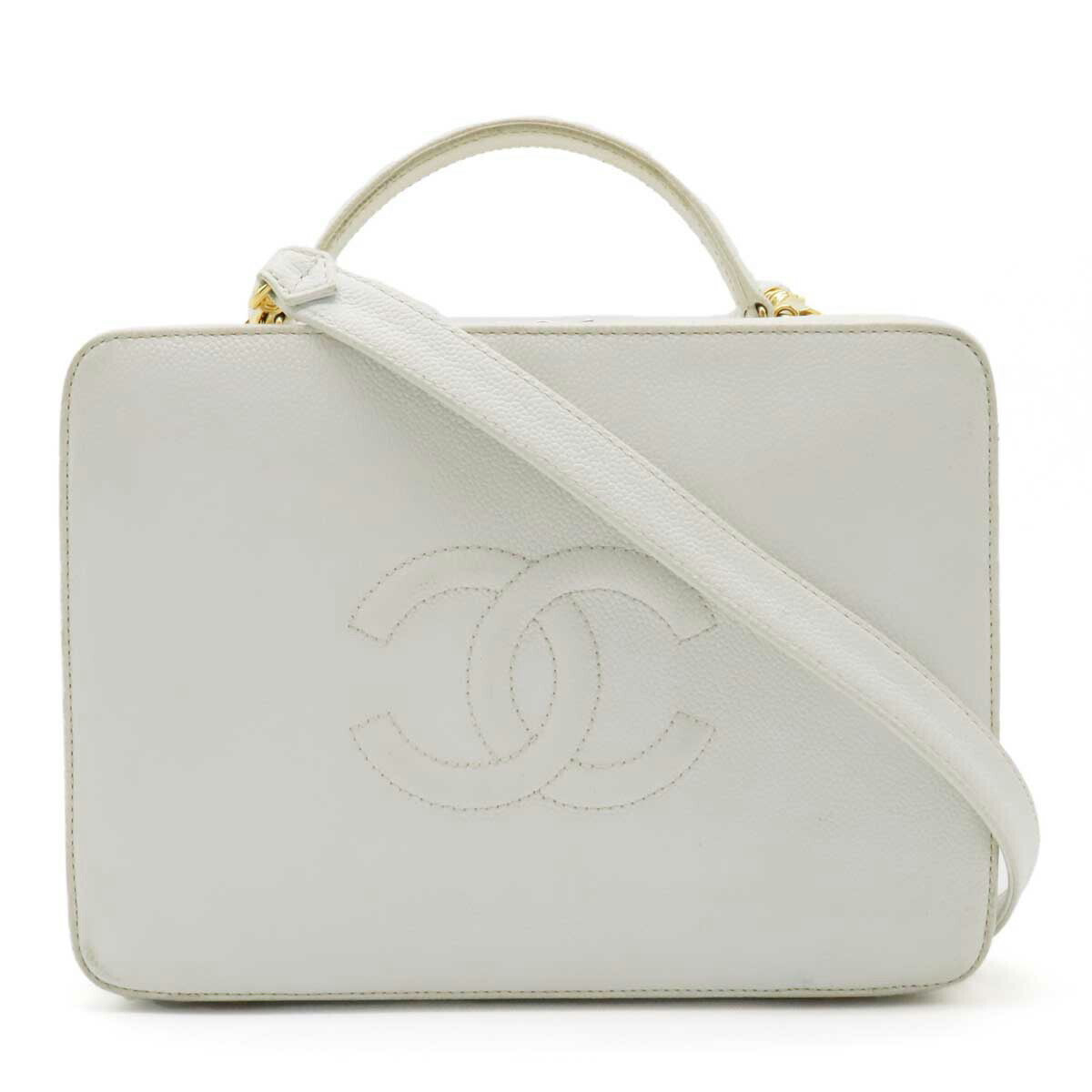 Chanel Caviar Skin Coco 2way Handbag White A11265