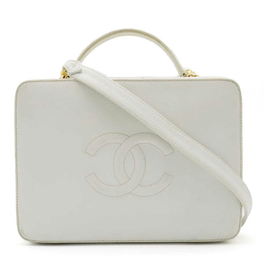 Chanel Caviar Skin Coco 2way Handbag White A11265
