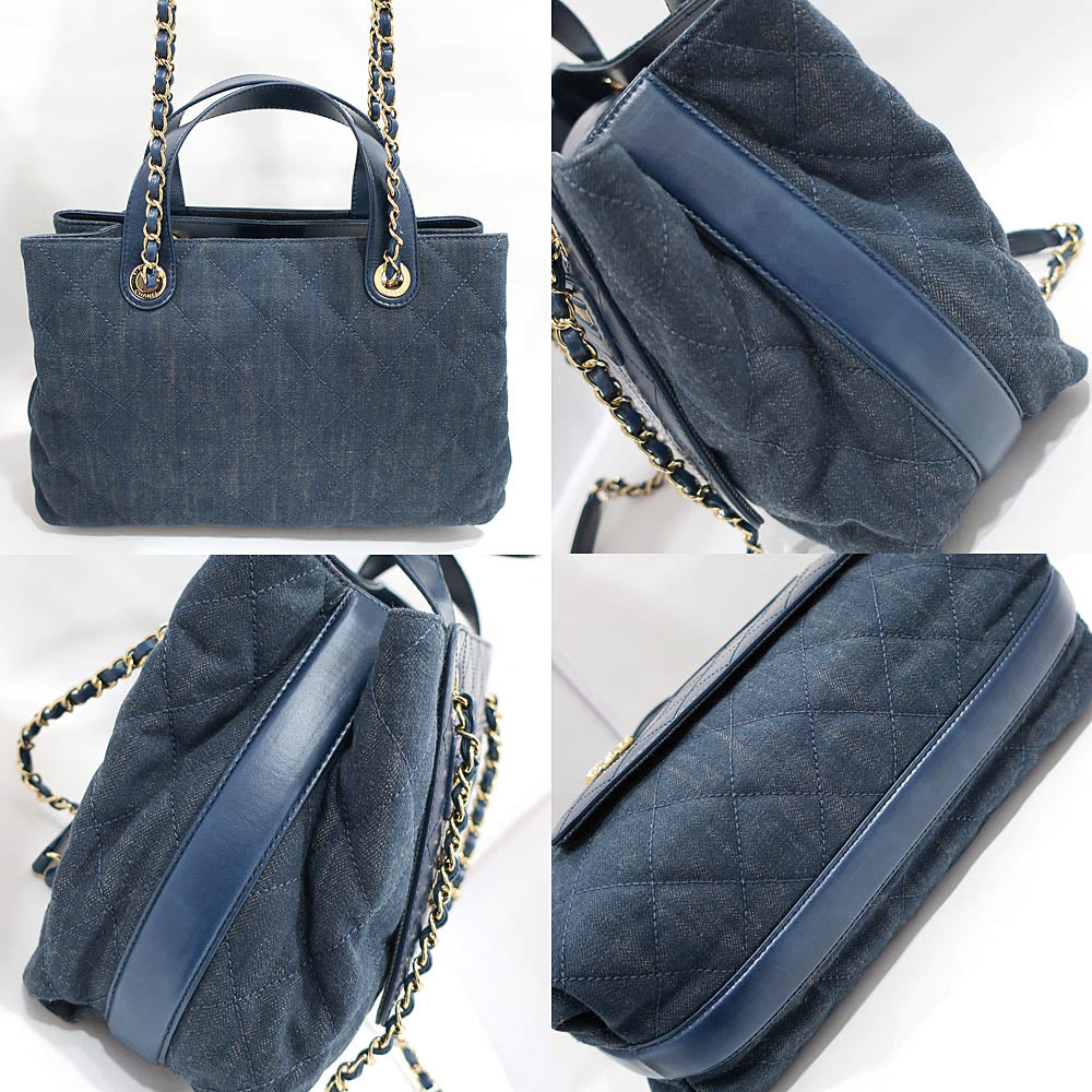 CHANEL Bag Matrasse A93559 Denim Leather Blue G CC Mark 2WAY Hand Chain Shoulder Woman 23rd 8 digit Certificate Box