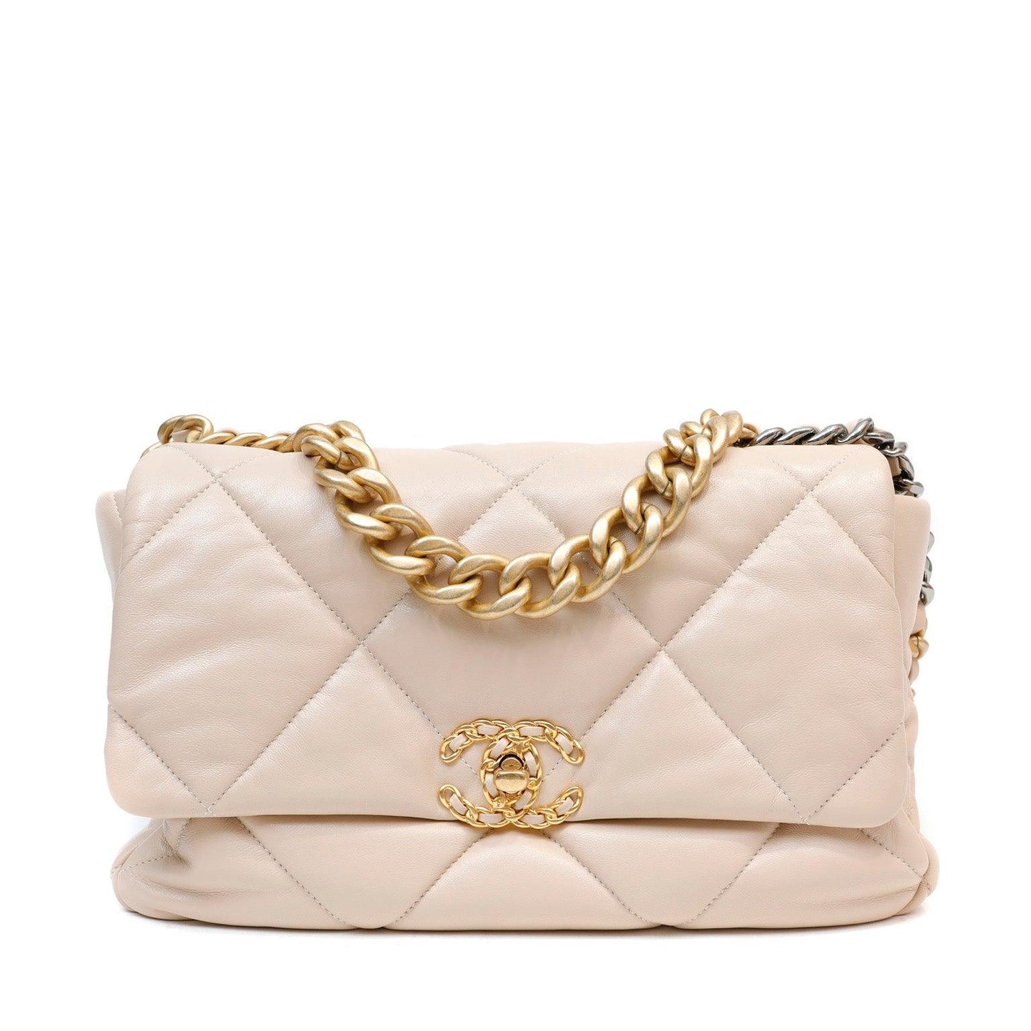 Chanel Beige 19 Bag w Mixed Metal Hardware