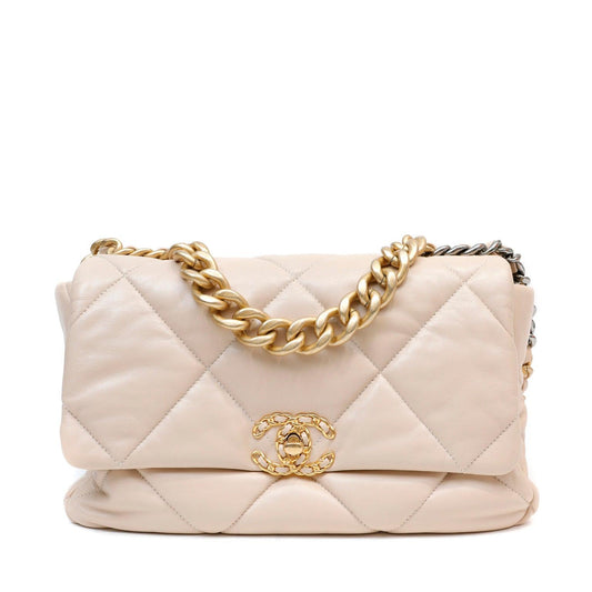 Chanel Beige 19 Bag w Mixed Metal Hardware