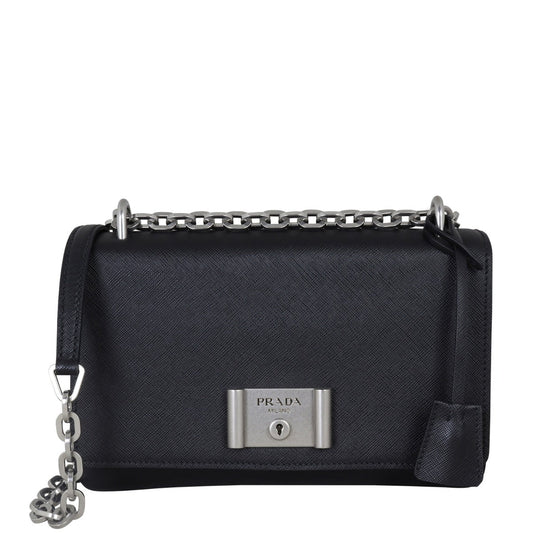 Prada Saffiano Lux Chain Lock Flap Bag