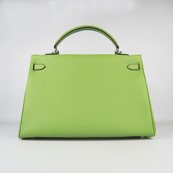 Luxury Hermes Kelly 35cm Togo Leather Handbag Green/Silver