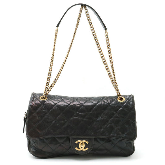 Chanel Caviar Skin Matelasse Coco Chain Shoulder Bag Leather Black