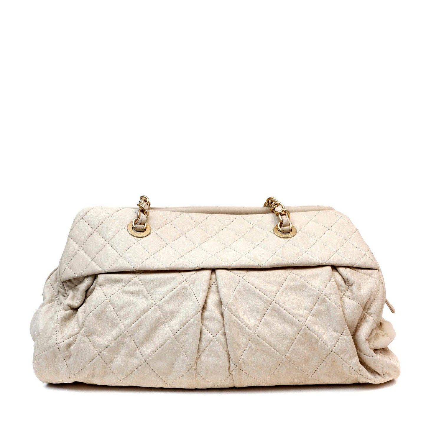 Chanel Beige Quilted Lambskin Day Tote w Gold Hardware