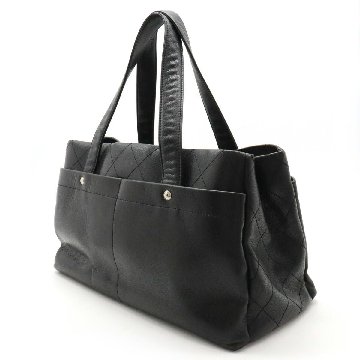 Chanel Caviar Skin Matelasse Coco Mark Tote Bag Black Classic Flap