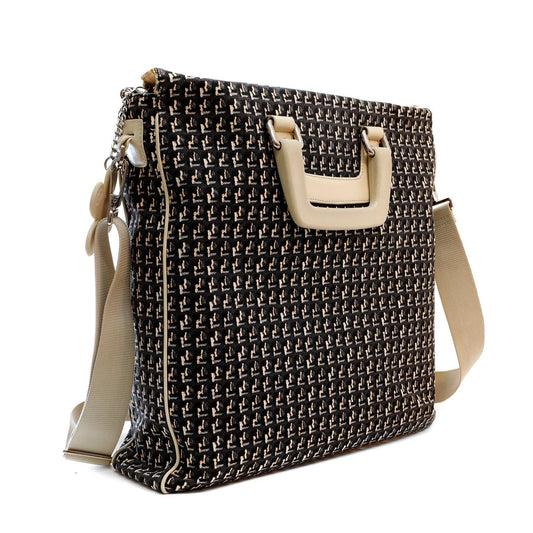 Chanel Black Beige Canvas Tote w Clover Charm