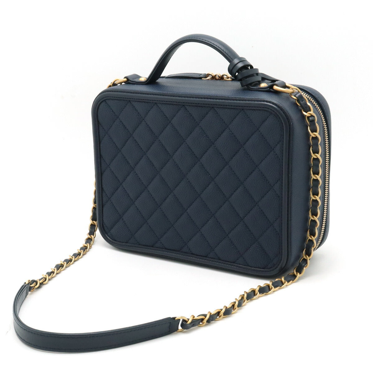 Chanel Caviar Skin CC Filigree Vanity Case 2way Bag Classic Flap