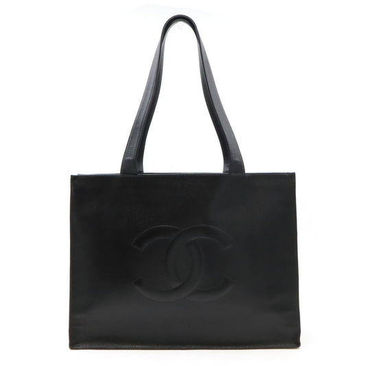 Chanel Caviar Skin Coco Mark 2way Tote Bag Black Classic Flap
