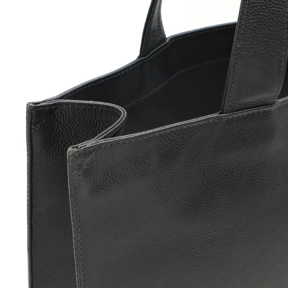 Chanel Caviar Skin Coco Mark 2way Tote Bag Black Classic Flap