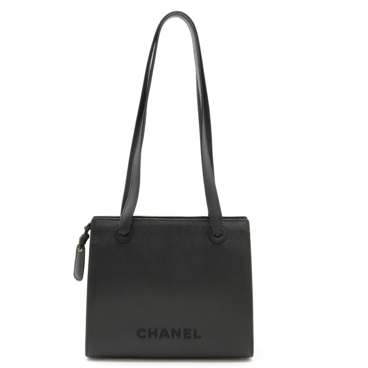Chanel Caviar Skin Logo 2way Bag Black Gold Hardware Classic Flap