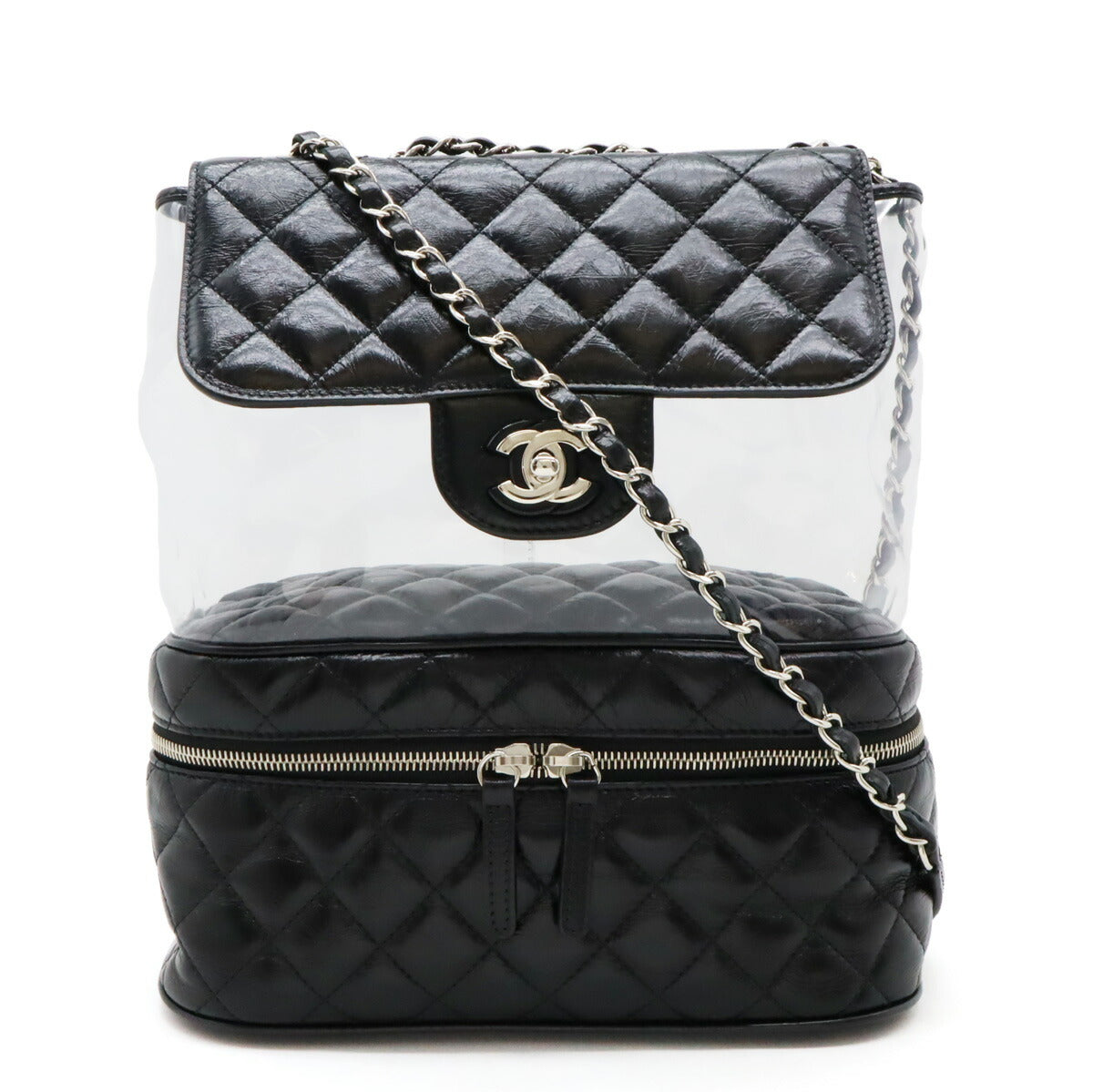 Chanel Leather/Vinyl Matelasse Coco Mark Shoulder Bag Classic Flap