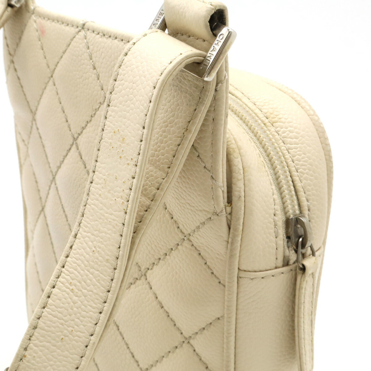 Chanel Caviar Skin MatelassÃ© Coco Shoulder Bag Mini Bag Light Beige Silver Hardware
