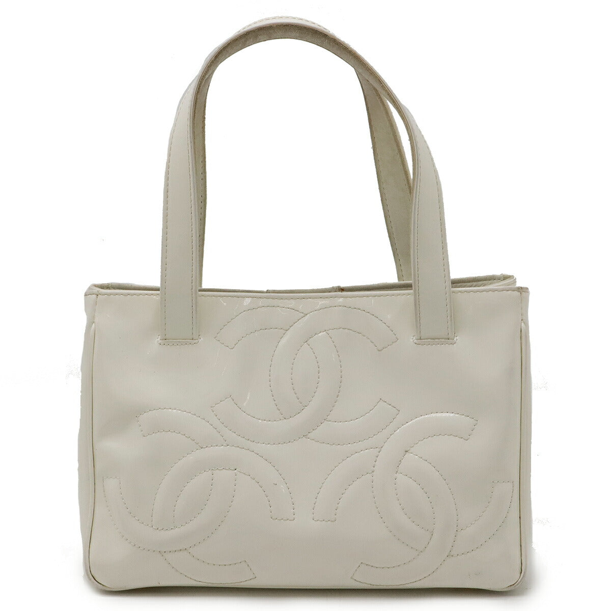 Chanel Enamel Coco Mark Triple Coco Handbag Mini Bag White Gold Hardware Classic Flap